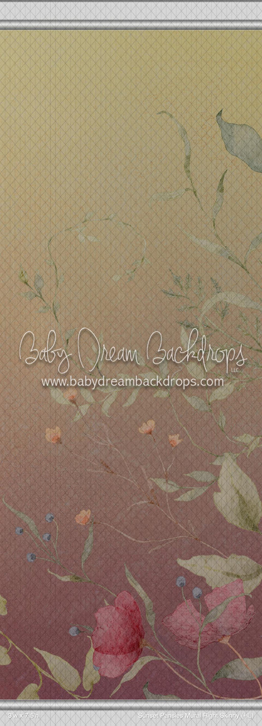 Sunset Pansies Mural Right Skinny (HL)