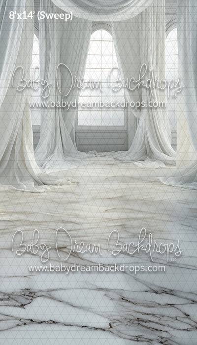 Sweep White Layered Drapes (BD)
