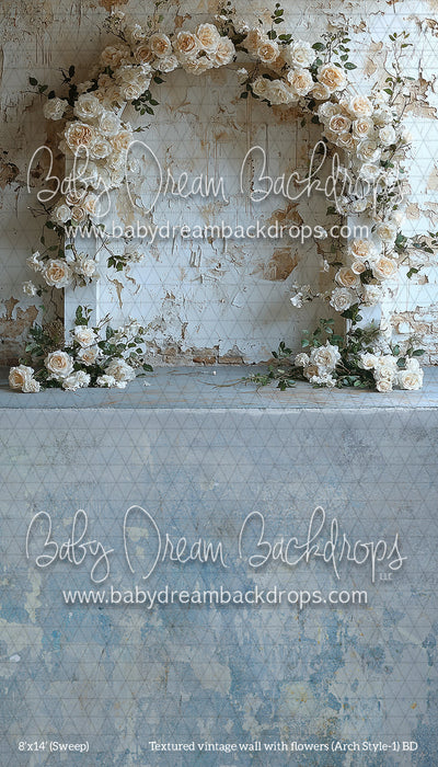 Sweep textured vintage wall with flowers (Arch Style 1) (BD)
