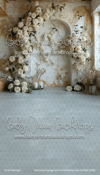 Sweep textured vintage wall with flowers (Arch Style 2) (BD)