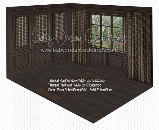 Tattersall Plaid Window + Tattersall Wall + Cocoa Plank Fabric Floor (WM)