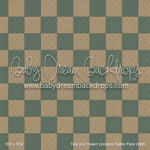 Teal and Cream Linoleum Fabric Floor (WM)