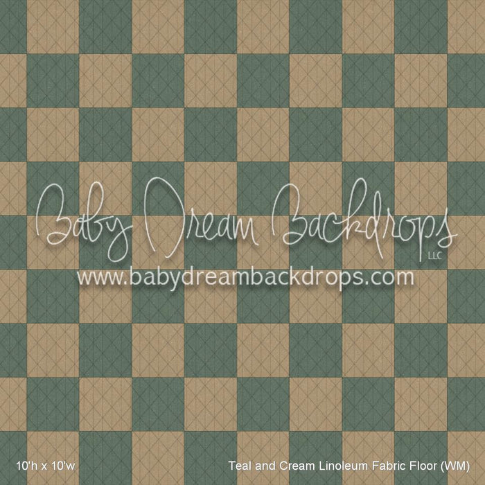 Teal and Cream Linoleum Fabric Floor (WM)