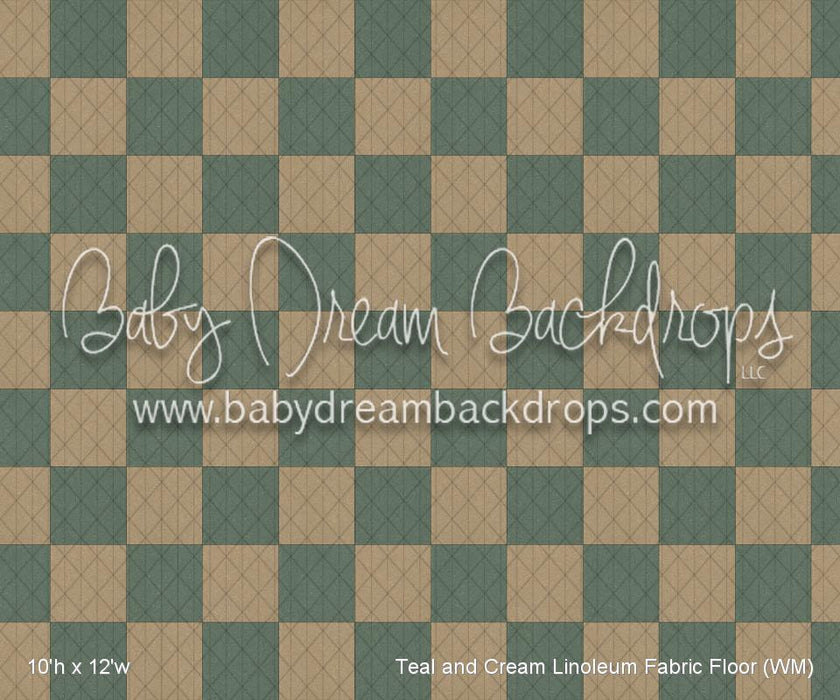 Teal and Cream Linoleum Fabric Floor (WM)