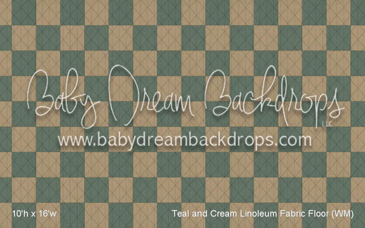 Teal and Cream Linoleum Fabric Floor (WM)
