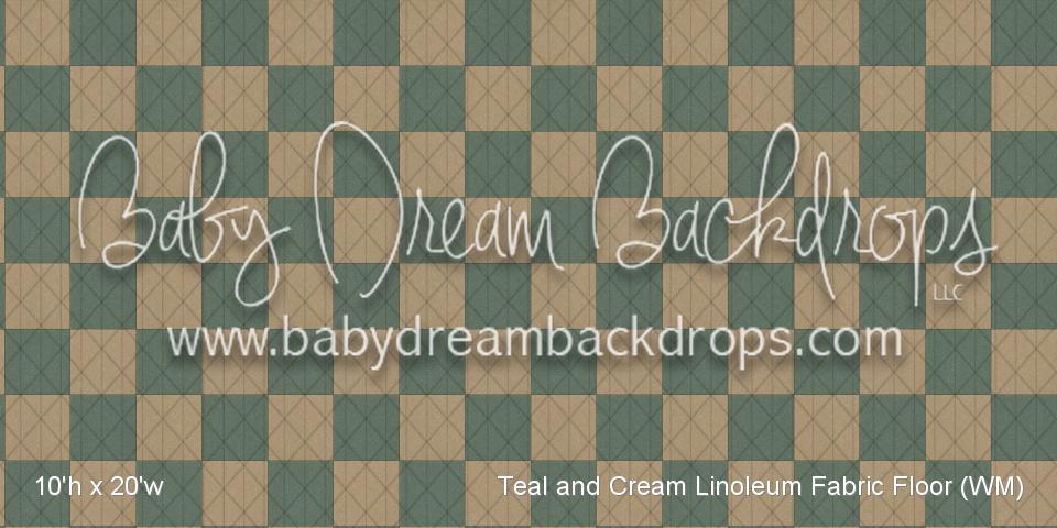 Teal and Cream Linoleum Fabric Floor (WM)