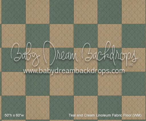 Teal and Cream Linoleum Fabric Floor (WM)