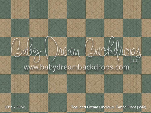 Teal and Cream Linoleum Fabric Floor (WM)