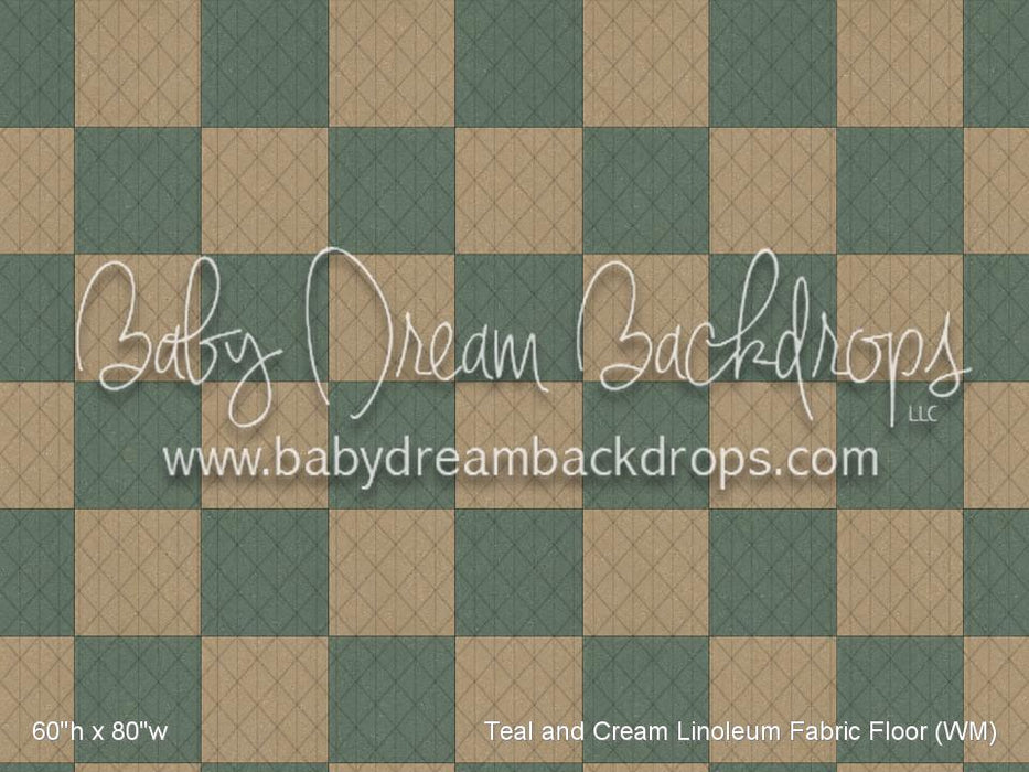 Teal and Cream Linoleum Fabric Floor (WM)