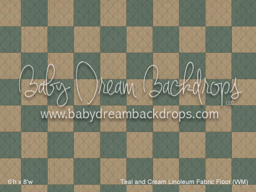 Teal and Cream Linoleum Fabric Floor (WM)
