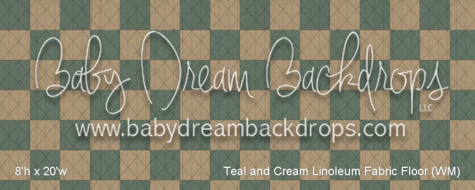 Teal and Cream Linoleum Fabric Floor (WM)