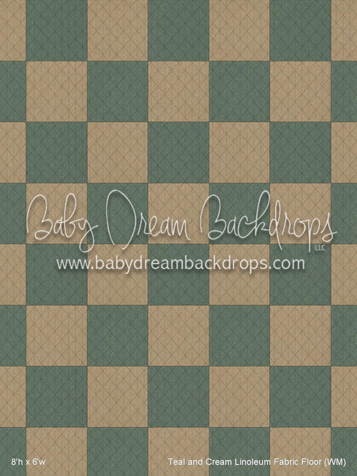 Teal and Cream Linoleum Fabric Floor (WM)