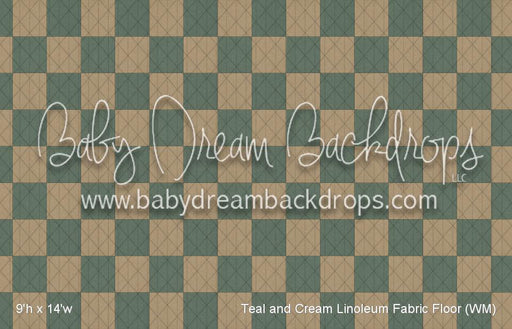 Teal and Cream Linoleum Fabric Floor (WM)