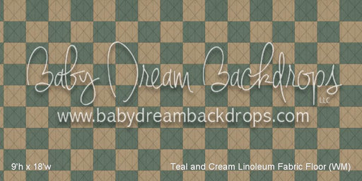Teal and Cream Linoleum Fabric Floor (WM)