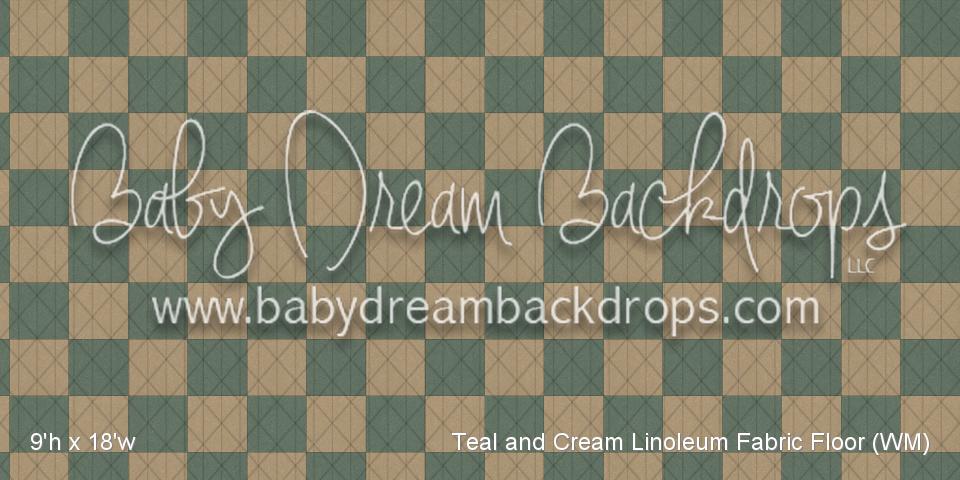 Teal and Cream Linoleum Fabric Floor (WM)