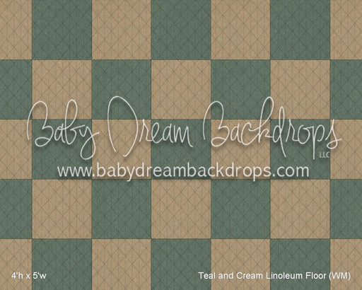 Teal and Cream Linoleum Floor (WM)