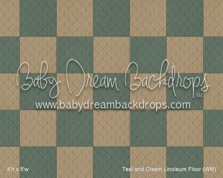 Teal and Cream Linoleum Floor (WM)