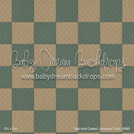 Teal and Cream Linoleum Floor (WM)