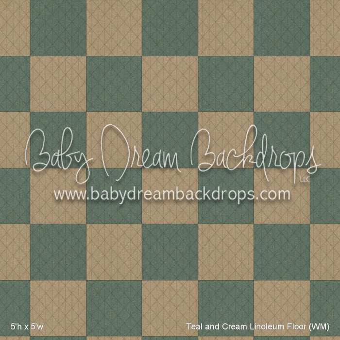 Teal and Cream Linoleum Floor (WM)
