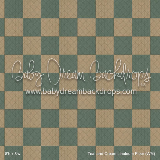 Teal and Cream Linoleum Floor (WM)