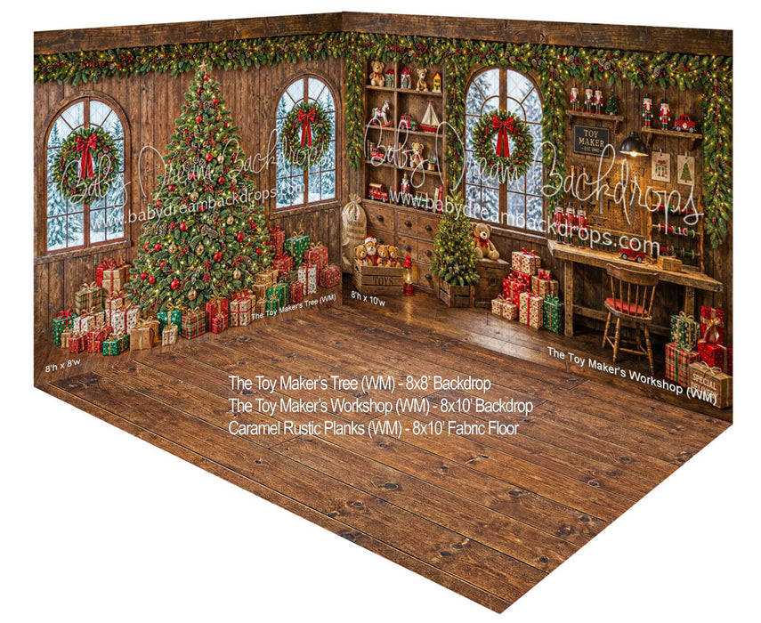 Room The Toy Maker's Workshop + The Toy Maker's Tree + Caramel Rustic Planks Floor (WM)