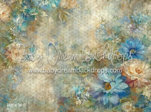 Vintage Blue Florals Fabric Floor (CM)