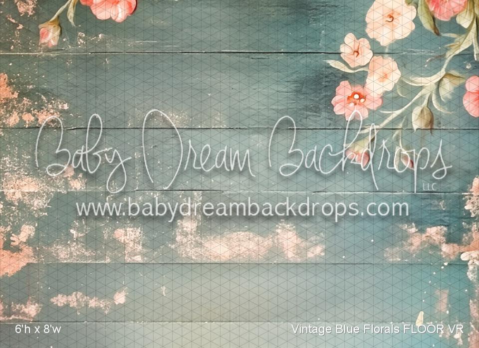 Vintage Blue Florals Fabric Floor (VR)
