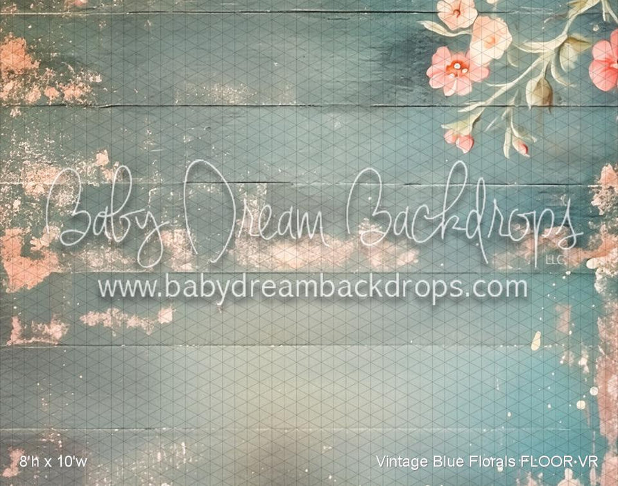 Vintage Blue Florals Fabric Floor (VR)