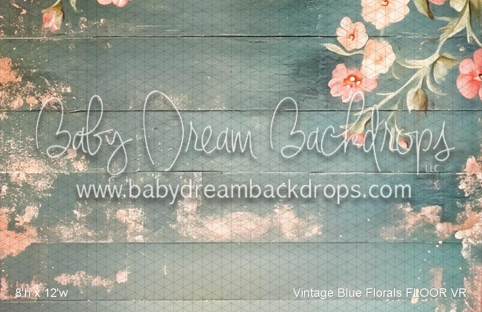 Vintage Blue Florals Fabric Floor (VR)