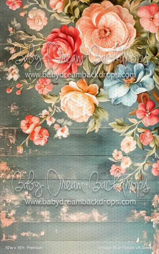 Vintage Blue Florals Sweep (VR)