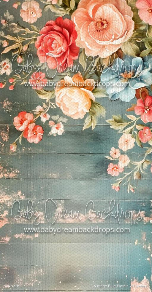 Vintage Blue Florals Sweep (VR)