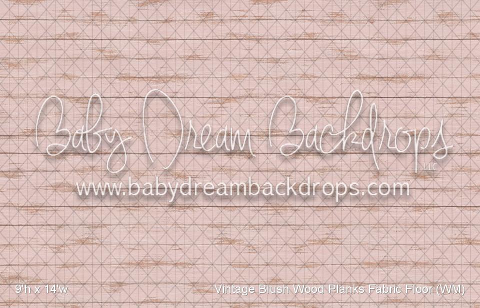 Vintage Blush Wood Planks Fabric Floor (WM)