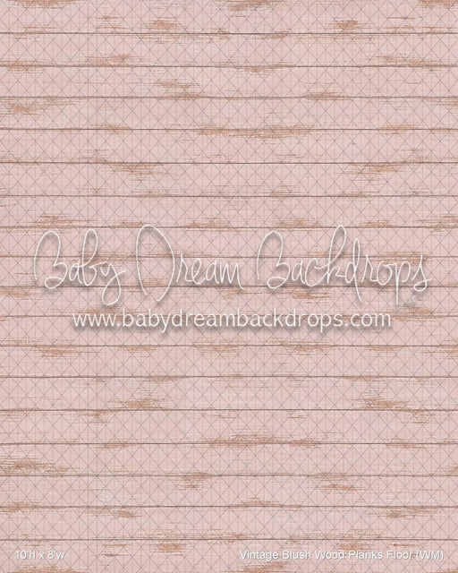 Vintage Blush Wood Planks Fabric Floor (WM)