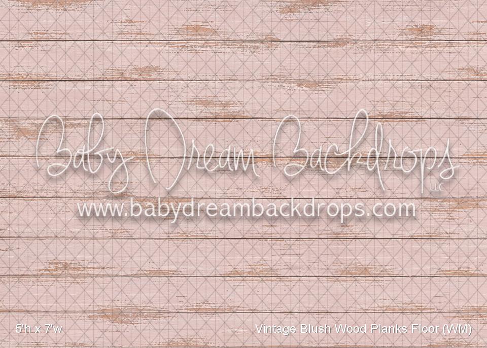 Vintage Blush Wood Planks Fabric Floor (WM)
