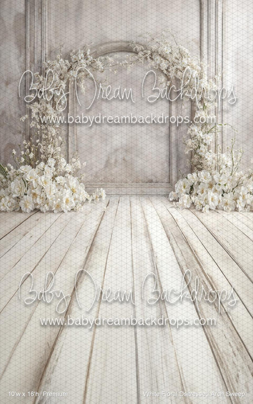 White Floral Dsitressed Arch Sweep (WM)