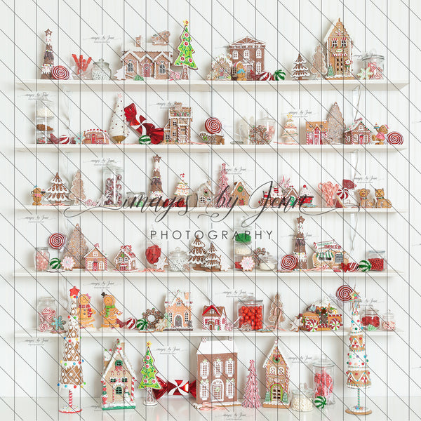 X Drop White Gingerbread Cottage Shelves (JG)