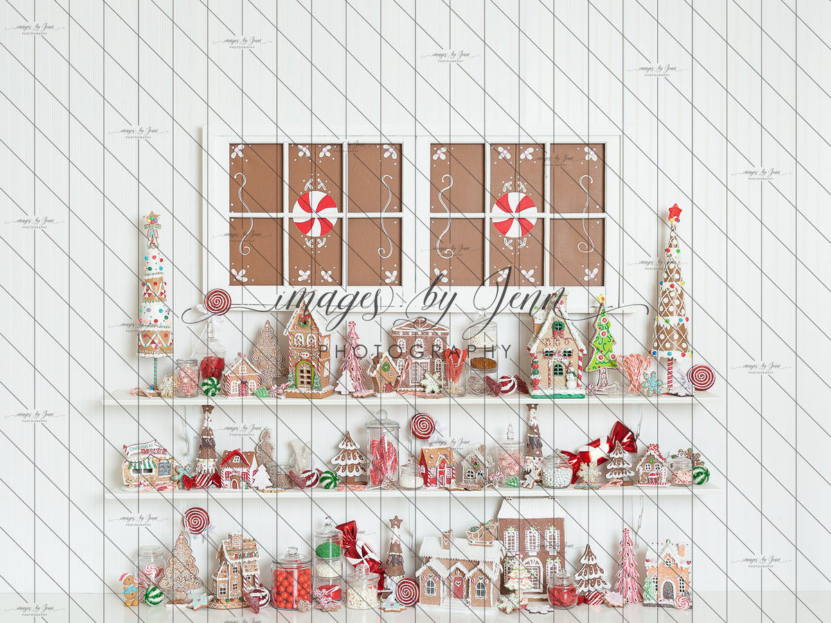 White Gingerbread Cottage Window (JG) — Baby Dream Backdrops