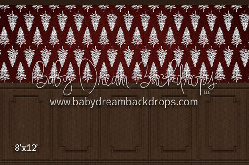 White Tree Wallpaper (Red) Wood Panels (HL)
