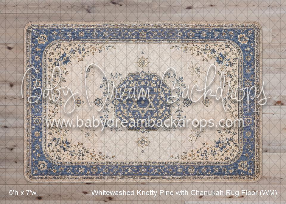 Whitewashed Knotty Pine with Chanukah Rug Fabric Floor (WM)