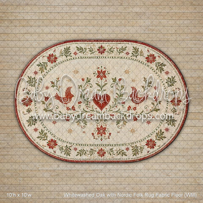 Whitewashed Oak with Nordic Folk Rug Fabric Floor (WM)