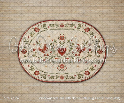 Whitewashed Oak with Nordic Folk Rug Fabric Floor (WM)