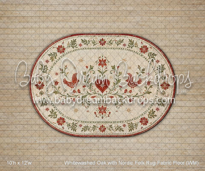 Whitewashed Oak with Nordic Folk Rug Fabric Floor (WM)