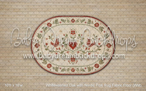 Whitewashed Oak with Nordic Folk Rug Fabric Floor (WM)