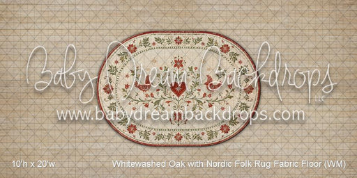 Whitewashed Oak with Nordic Folk Rug Fabric Floor (WM)
