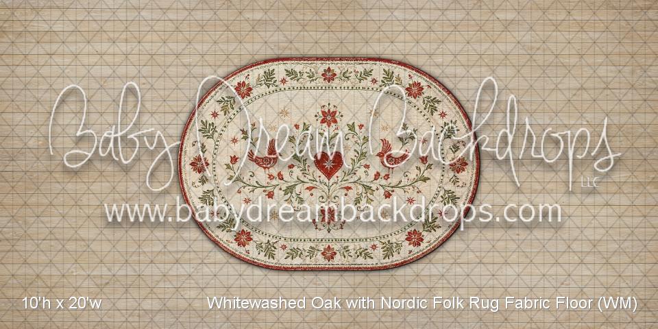 Whitewashed Oak with Nordic Folk Rug Fabric Floor (WM)