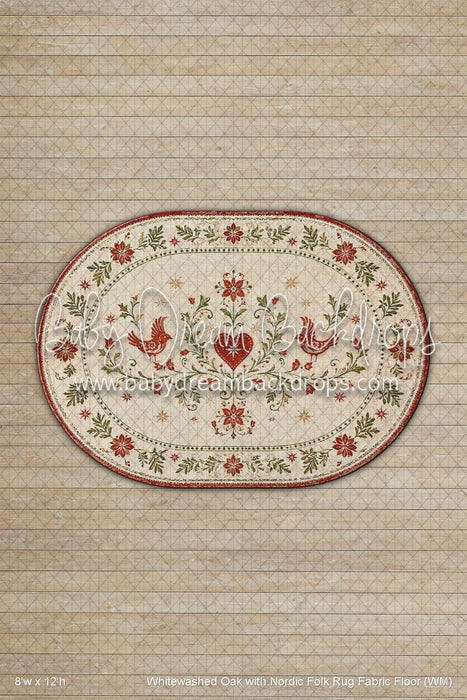 Whitewashed Oak with Nordic Folk Rug Fabric Floor (WM)