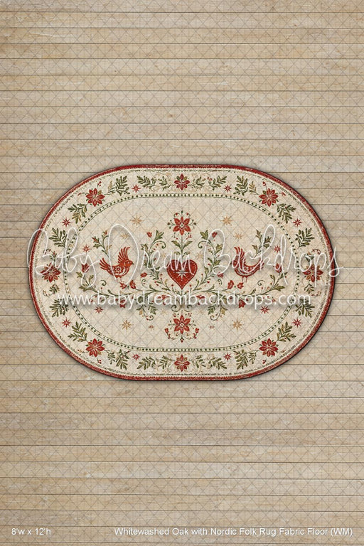 Whitewashed Oak with Nordic Folk Rug Fabric Floor (WM)