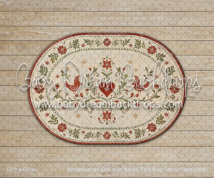 Whitewashed Oak with Nordic Folk Rug Fabric Floor (WM)