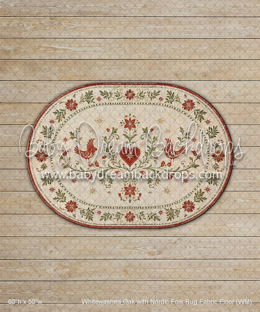 Whitewashed Oak with Nordic Folk Rug Fabric Floor (WM)