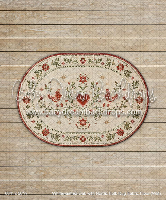 Whitewashed Oak with Nordic Folk Rug Fabric Floor (WM)